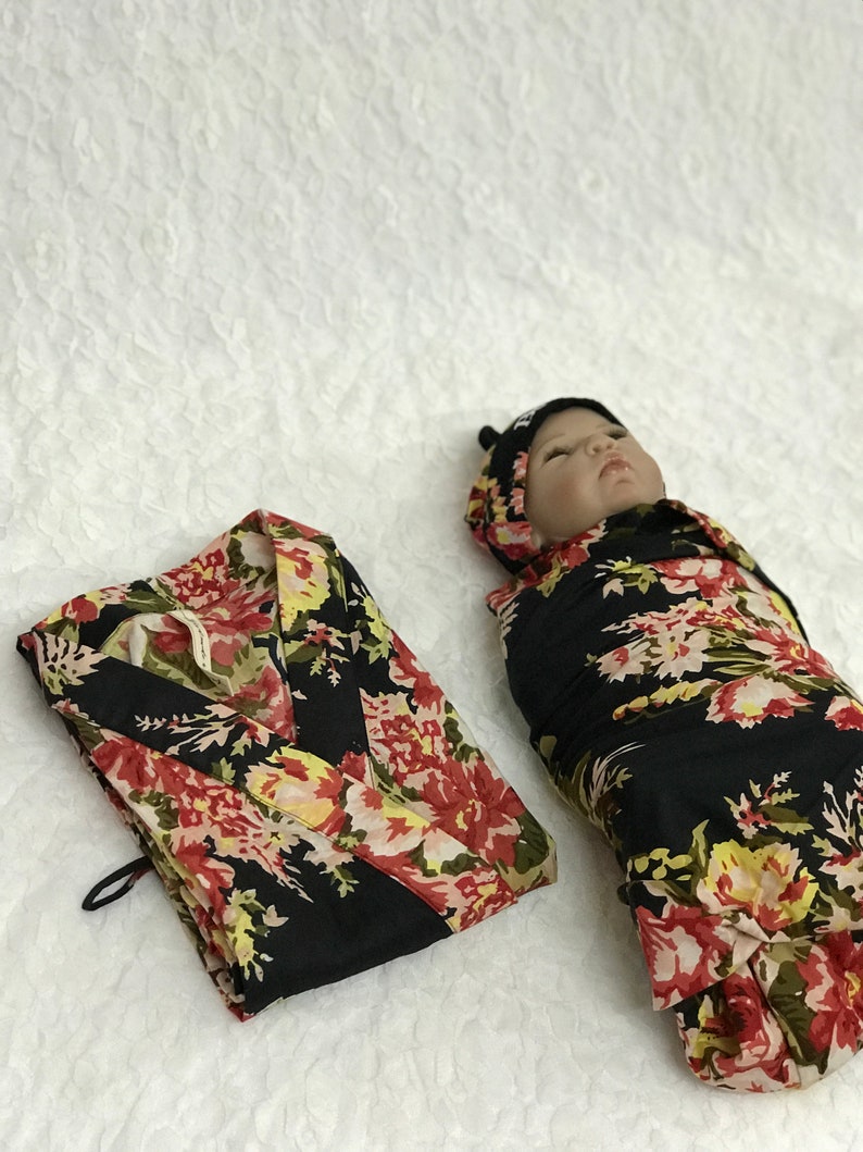 Hospital Robe and Matching Baby Swaddle. Robe and Swaddle Set Etsy