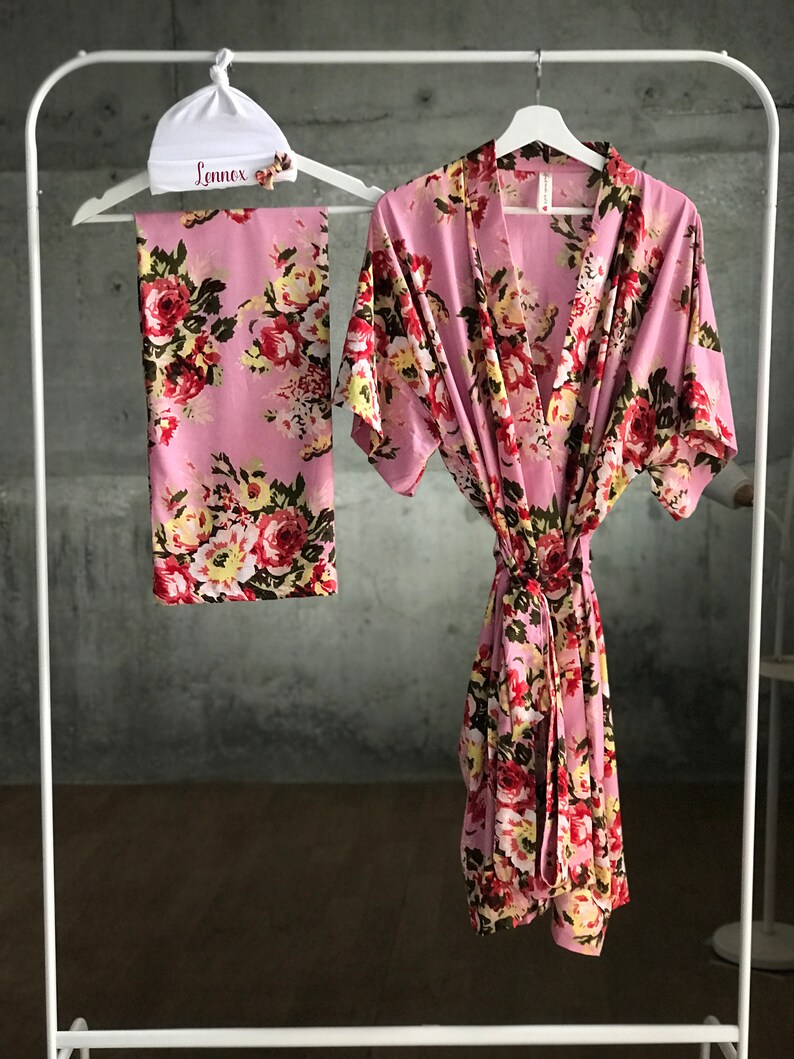 Robe and Swaddle Set. Mommy and Me. Delivery Robe. Matching Etsy