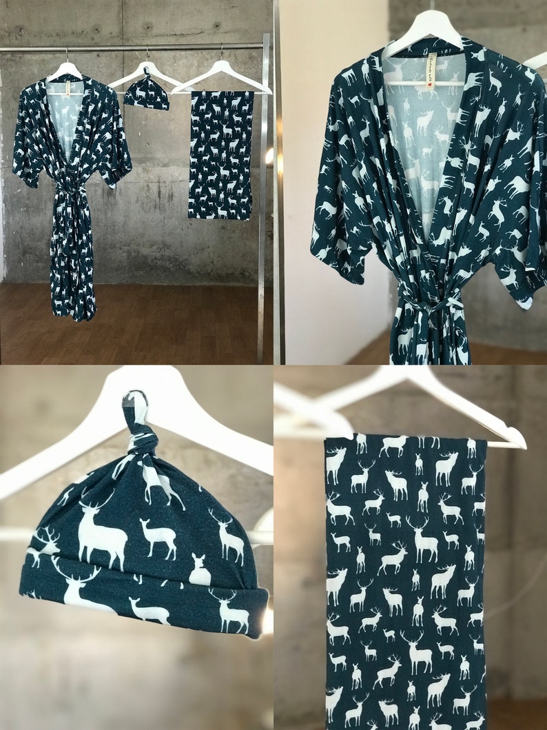Mommy and me matching robe and swaddle set. Maternity robe. Etsy