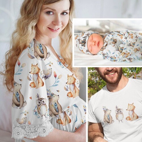 Mommy and Me Matching Robe and Swaddle Set Boy. Maternity Etsy