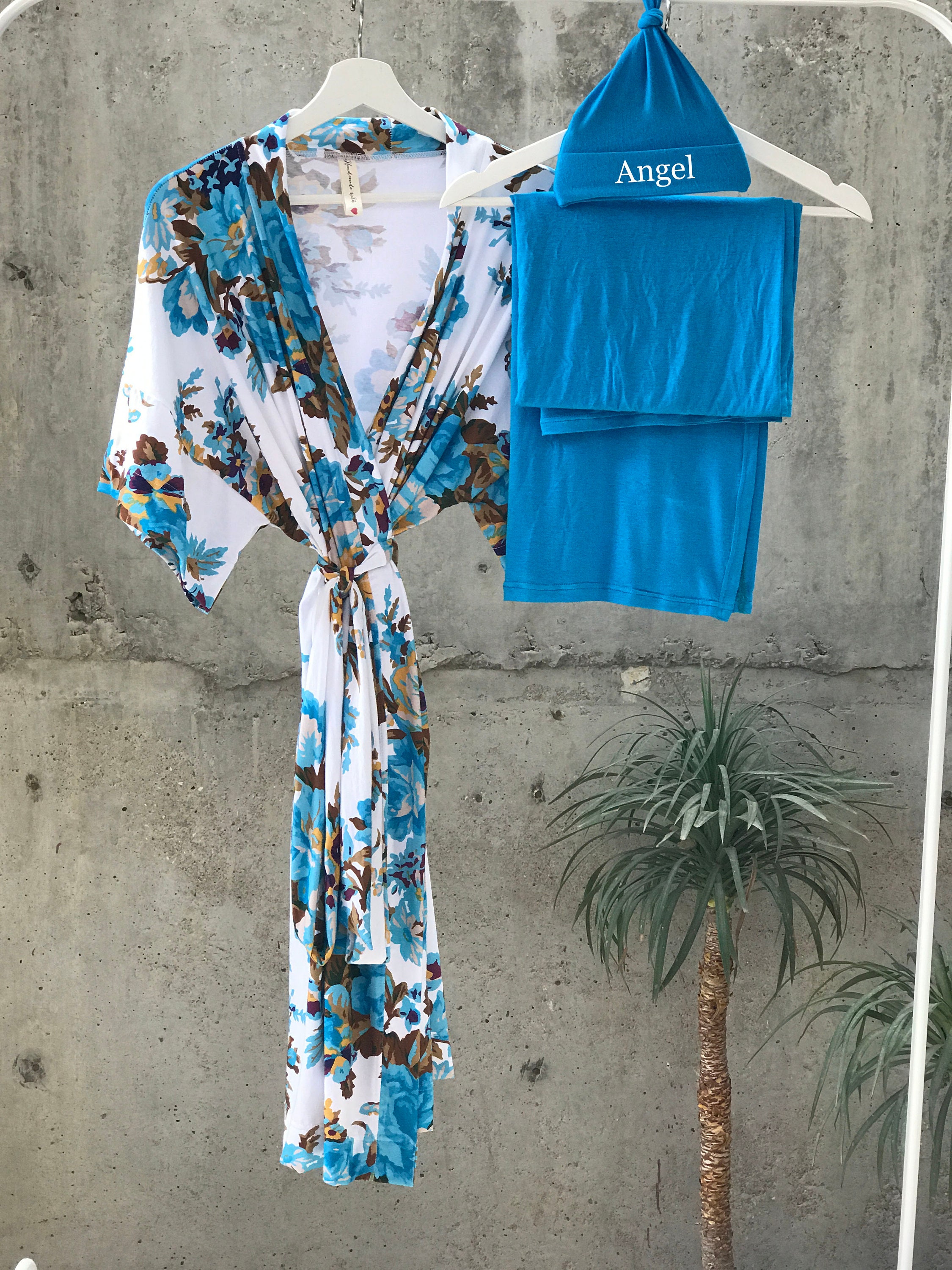 Mommy and me Robe and swaddle set boy. Maternity robe and Etsy