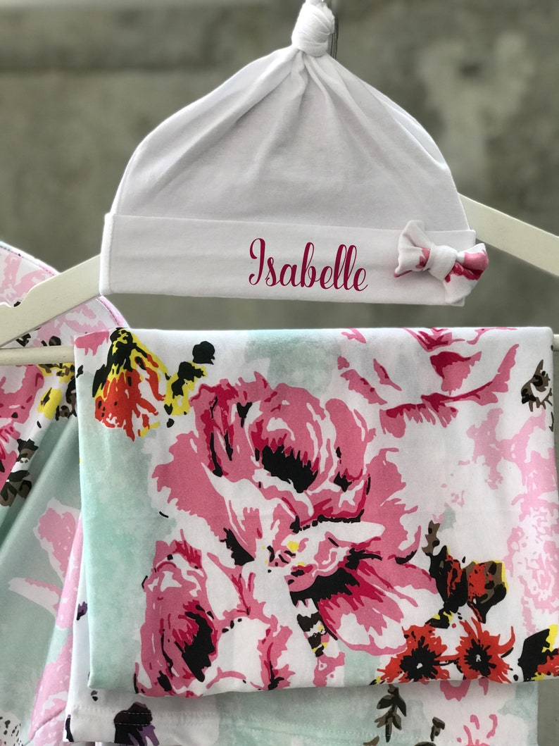 Matching robe and swaddle set girl. Mom robe and baby swaddle Etsy