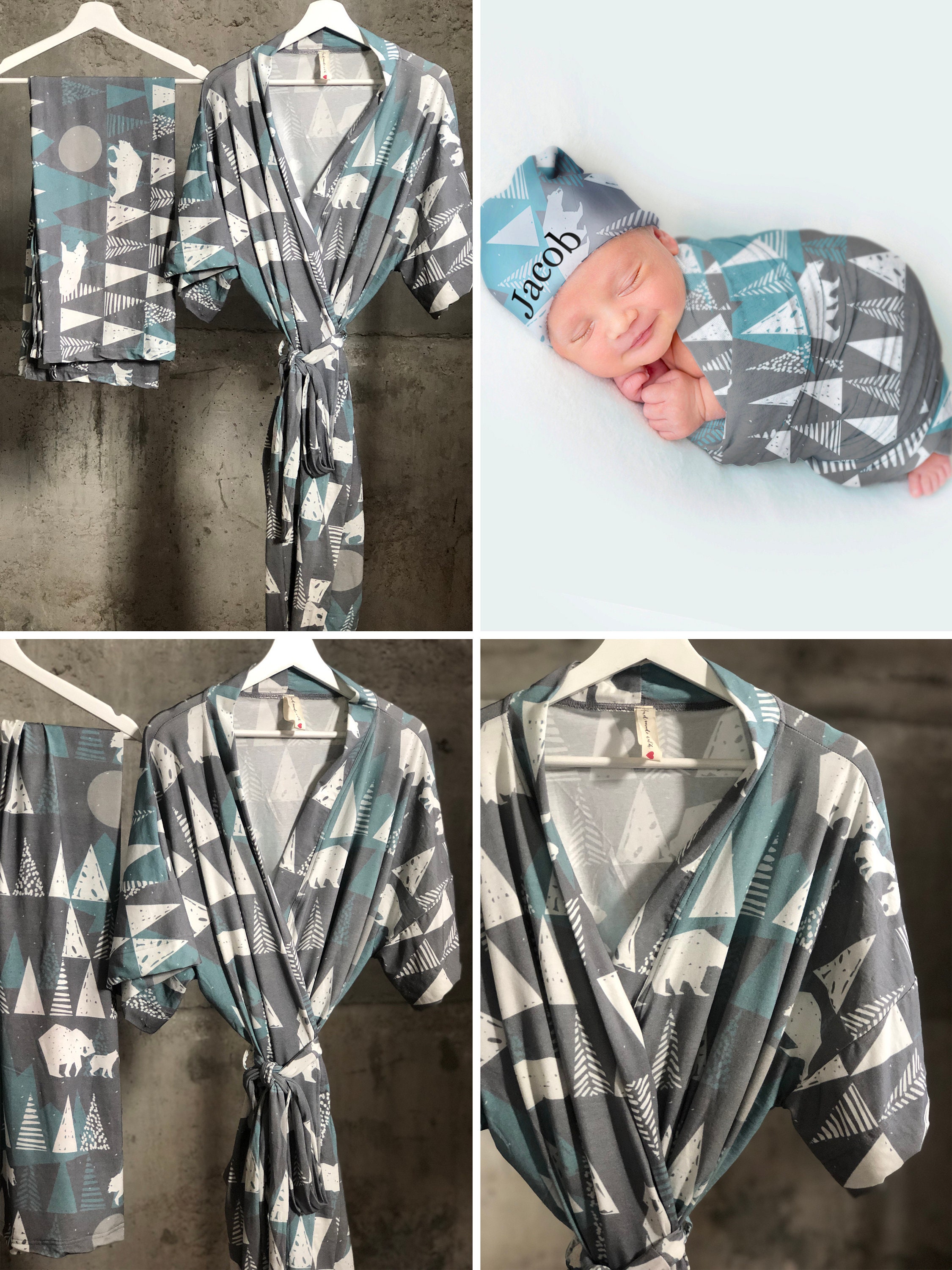 Maternity Robe and Swaddle Set. Mommy and Me. Papa Bear Shirt. Etsy
