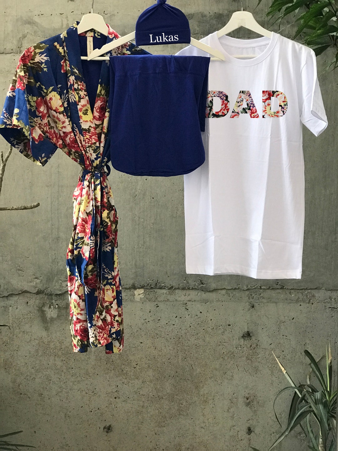 Mommy and Me Robe and Swaddle Set. Dad Shirt. Hospital Robe and