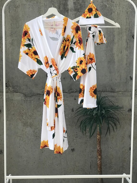Maternity Robe and Swaddle Set. Sunflower. Mommy and Me Robe - Etsy