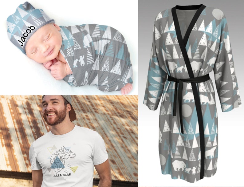 Maternity robe and swaddle set boy. Mommy and me robe and Etsy