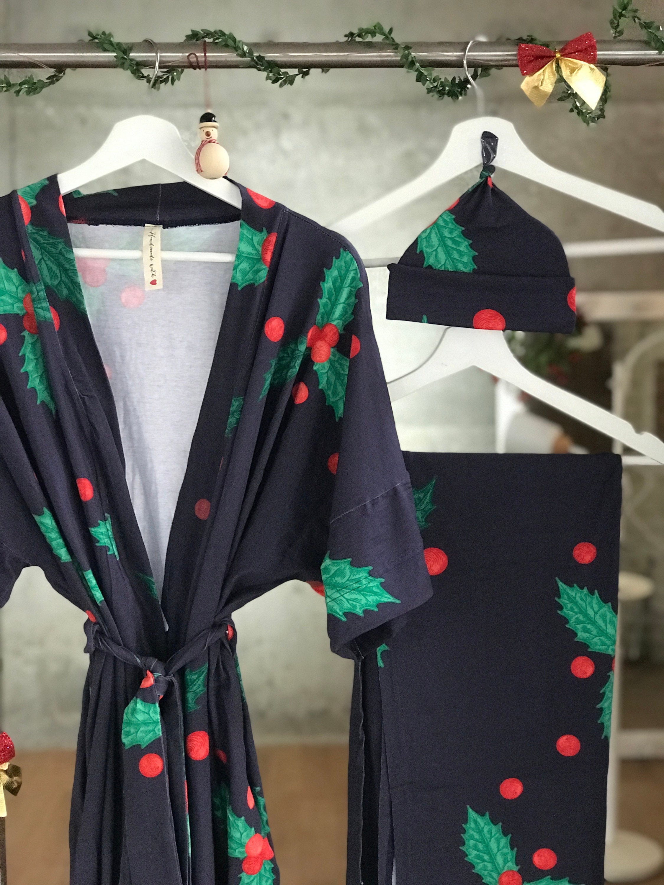 Christmas. Mommy and me Robe and swaddle set. Maternity robe Etsy