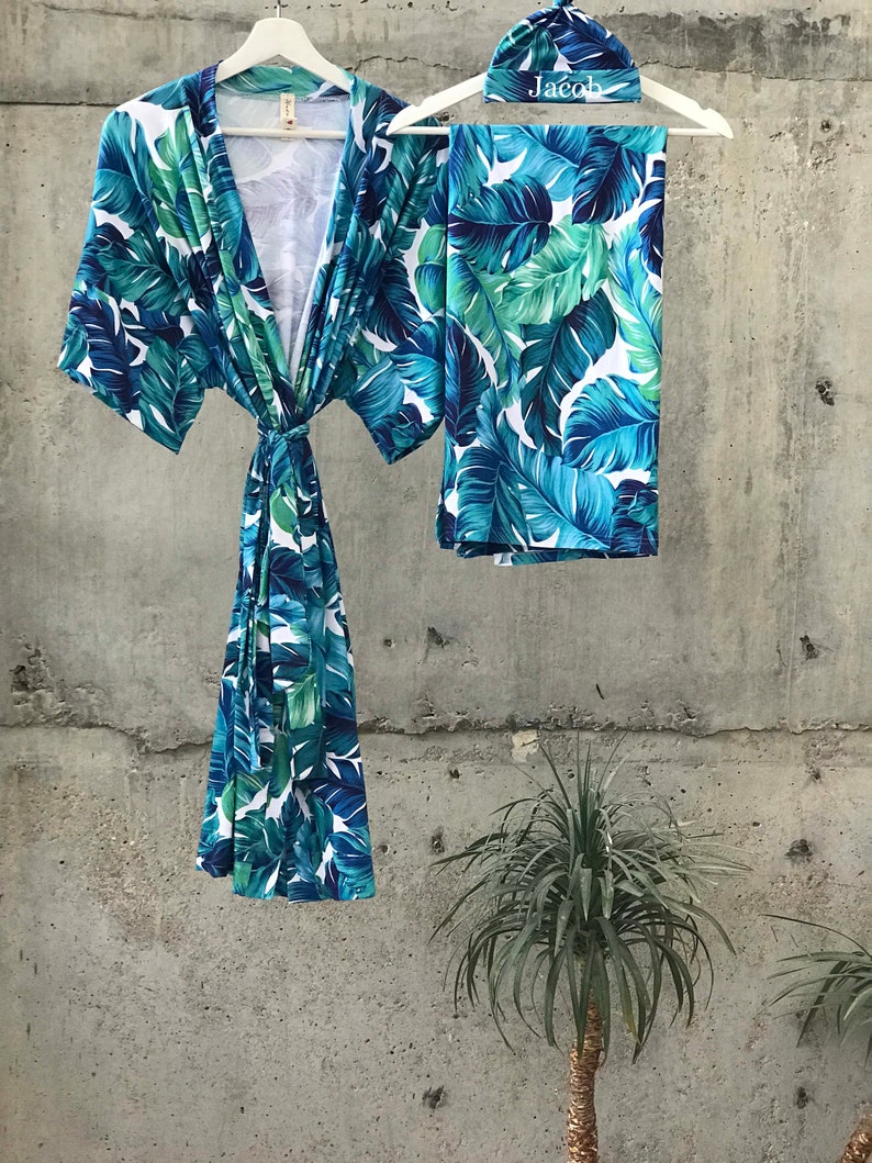 Maternity robe and swaddle set. Mommy and me Robe and swaddle Etsy