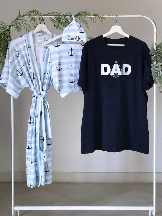 Maternity Robe and Swaddle Set Boy. Mommy and Me Robe and Swaddle Set. Baby Shower Gift. Dad Shirt. Swaddle Blanket. Anchor. Sailor. Sea. Etsy Canada