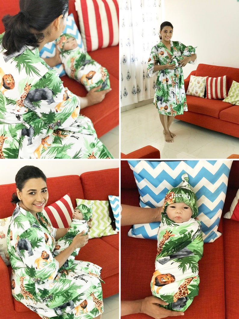 Maternity Robe and Swaddle Set Boy or Girl. Mommy and Me Robe Etsy