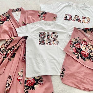 Mommy and me robe and swaddle set girl. Maternity robe and swaddle set. Hospital robe. Matching dad shirt for hospital. Baby shower gift.