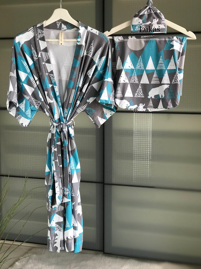 Maternity Robe and Swaddle Set Boy. Mommy and Me Robe and Etsy