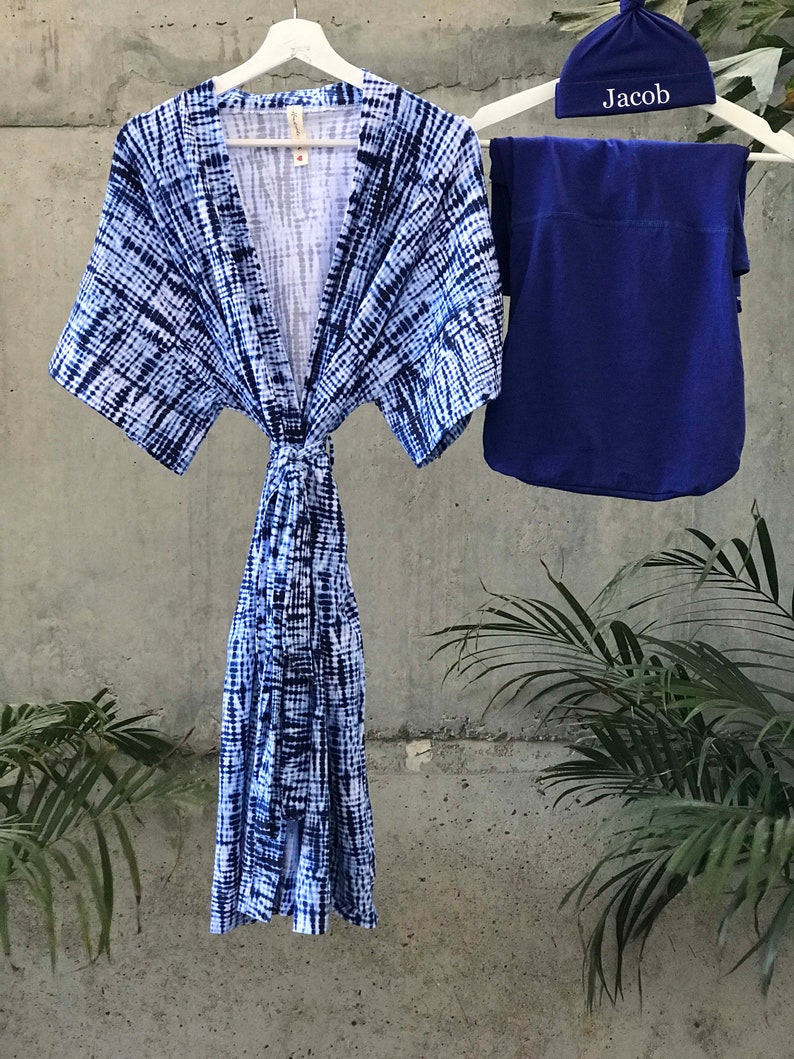 Tie Dye. Maternity Robe and Swaddle Set Boy. Mommy and Me Robe Etsy