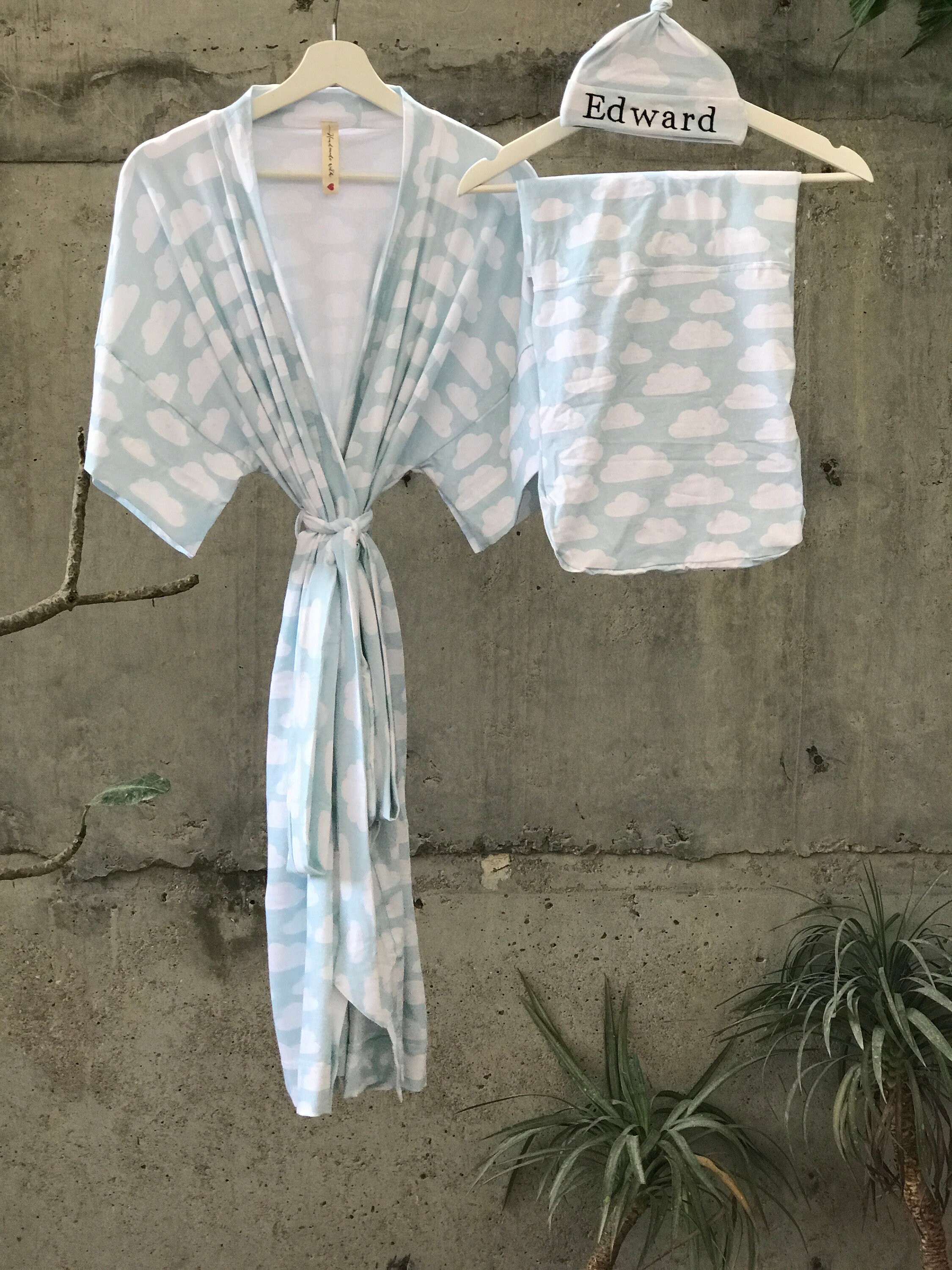Mommy and me robe and swaddle set. Dad shirt. Maternity Etsy