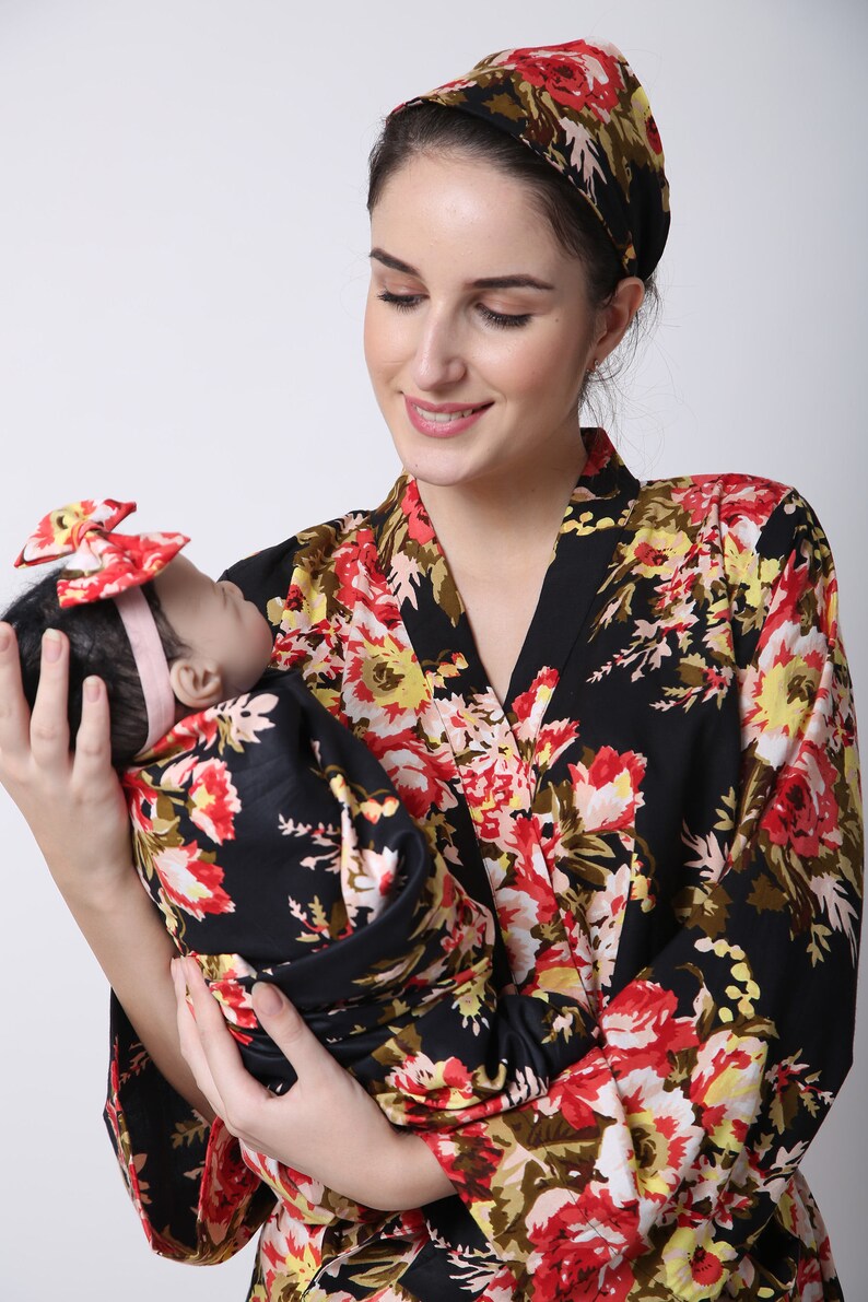 Mommy and me robe and swaddle set girl. Maternity robe and Etsy