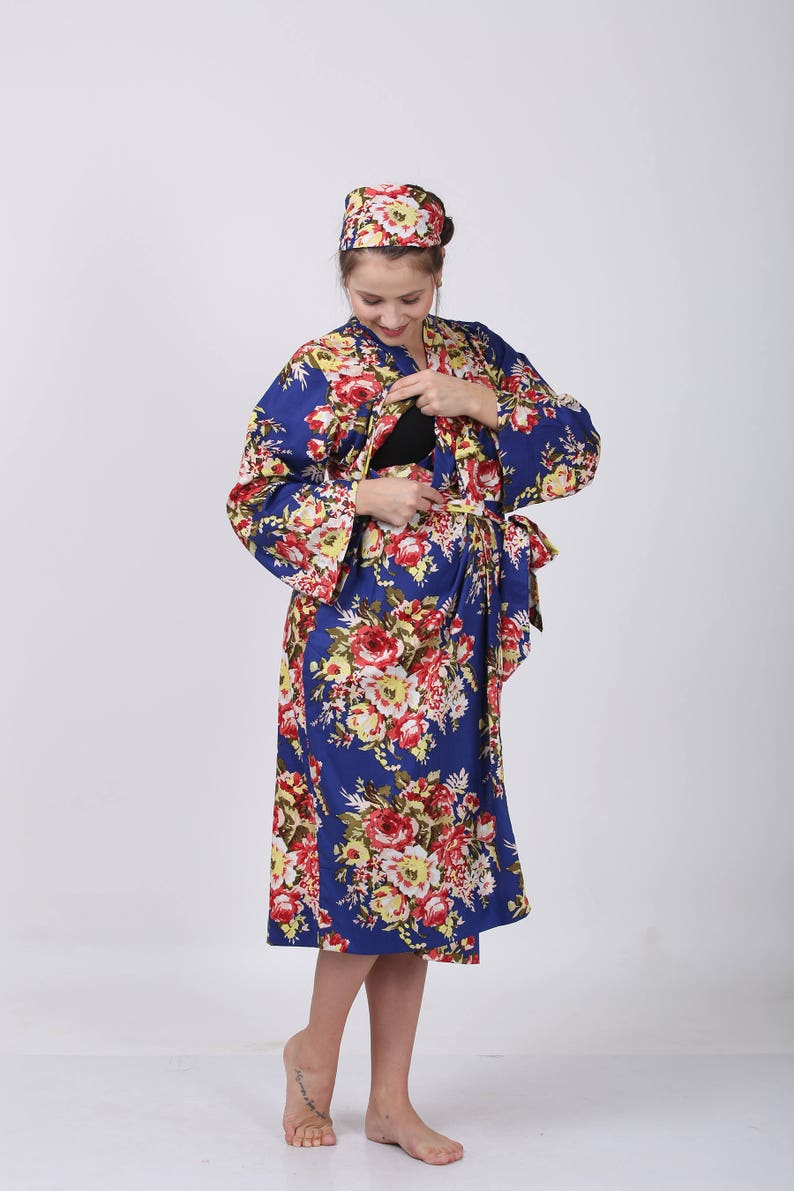 mommy and me baby shower Elder sister robe mother and baby robe floral labor robe labor robe Maternity robe set floral delivery robe