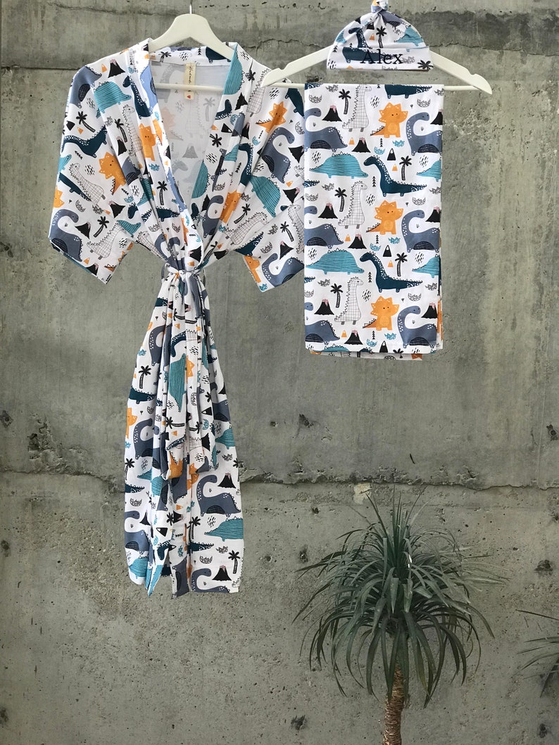 Robe and Swaddle Set Boy. Baby Shower Gift. Matching Hospital Etsy