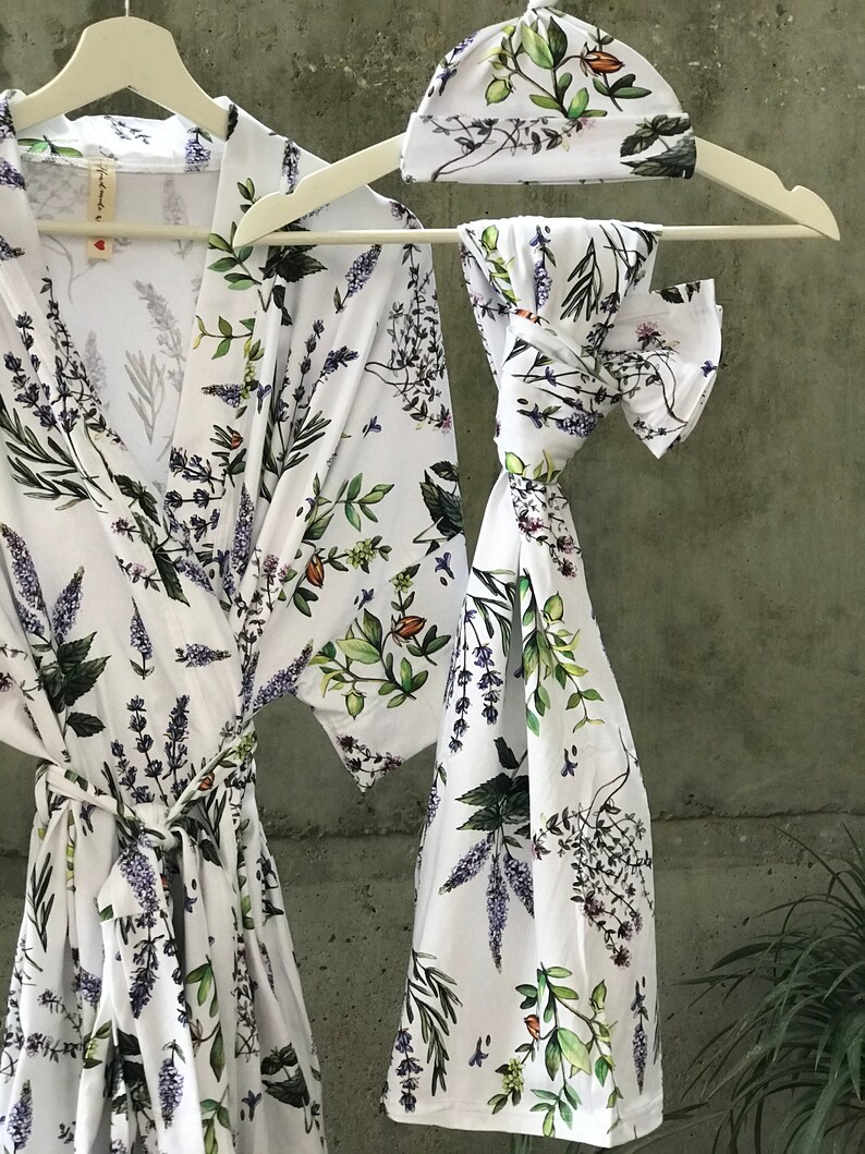 Matching Robe and Swaddle Set Girl. Mom Robe and Baby Swaddle Etsy