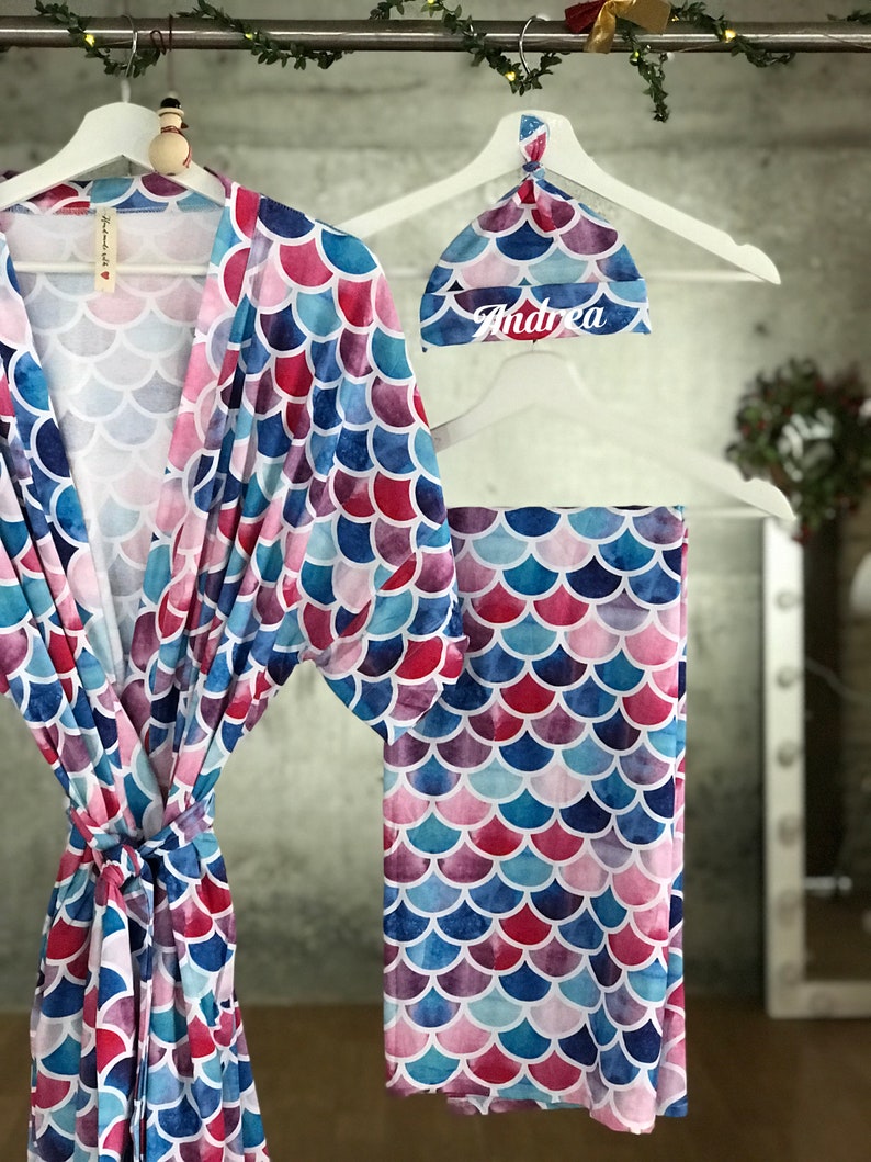 Maternity Robe and Swaddle Set. Dad Shirt. Mermaid. Blanket. Etsy