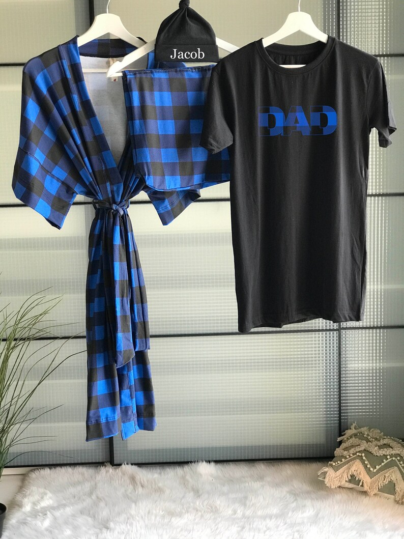 Mother Son Matching Hospital Outfits, Maternity Robe And Swaddle Set
