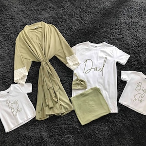 Maternity robe and swaddle set boy. Mommy and me robe and swaddle set. Hospital robe and matching swaddle. Baby shower gift.