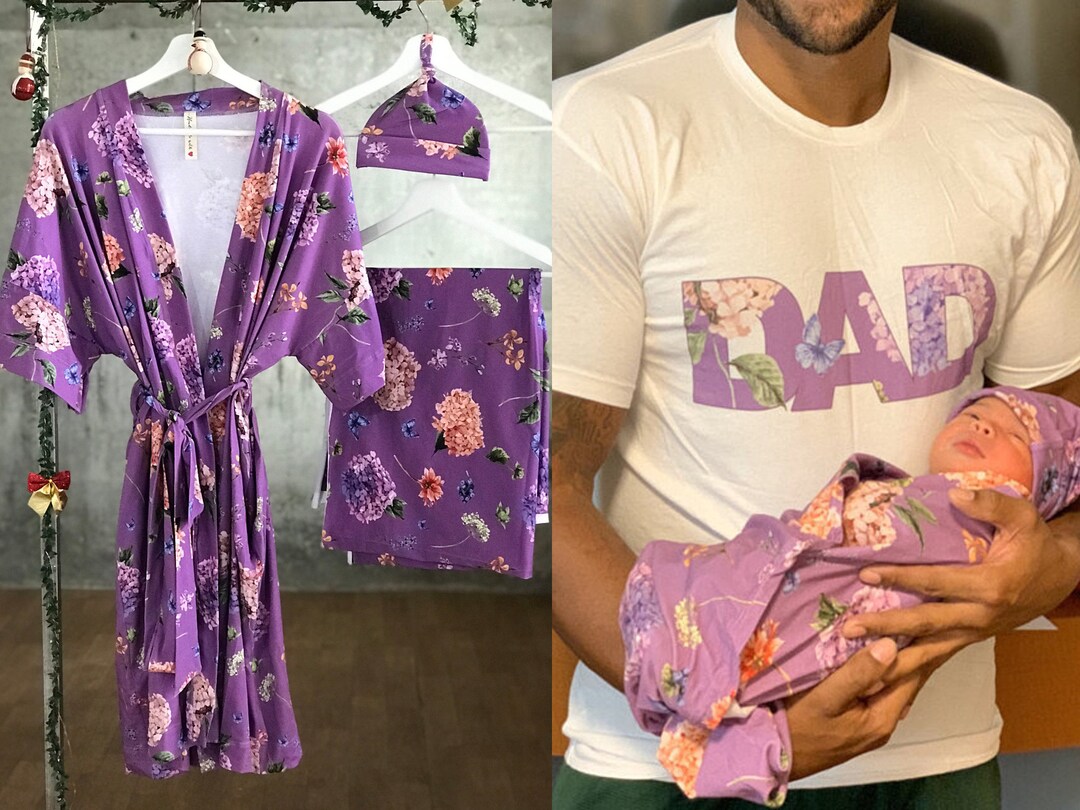 Matching Robe and Swaddle Set. Mom Robe and Swaddle Set. Matching Dad