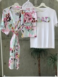 Mommy and me robe and swaddle set girl. Delivery robe and swaddle set. Hospital robe and matching swaddle. Dad shirt. Baby shower gift. product logo