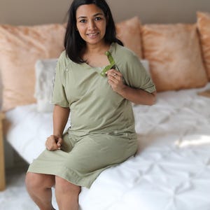 Organic Baby shower gift, Baby girl or baby boy gift, Labor and delivery hospital gown, Maternity dress, Mommy and me outfits for pregnancy image 6