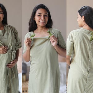 Organic Baby shower gift, Baby girl or baby boy gift, Labor and delivery hospital gown, Maternity dress, Mommy and me outfits for pregnancy image 2