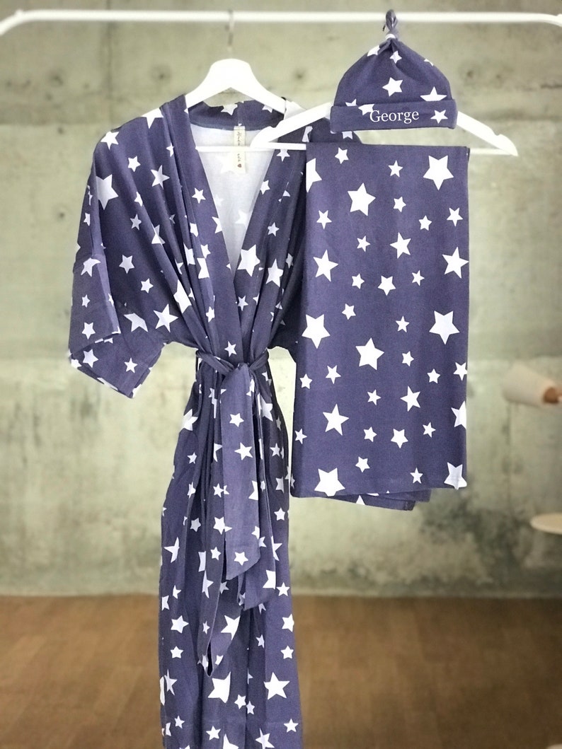 Mommy and Me Robe and Swaddle Set. Maternity Robe and Swaddle Etsy