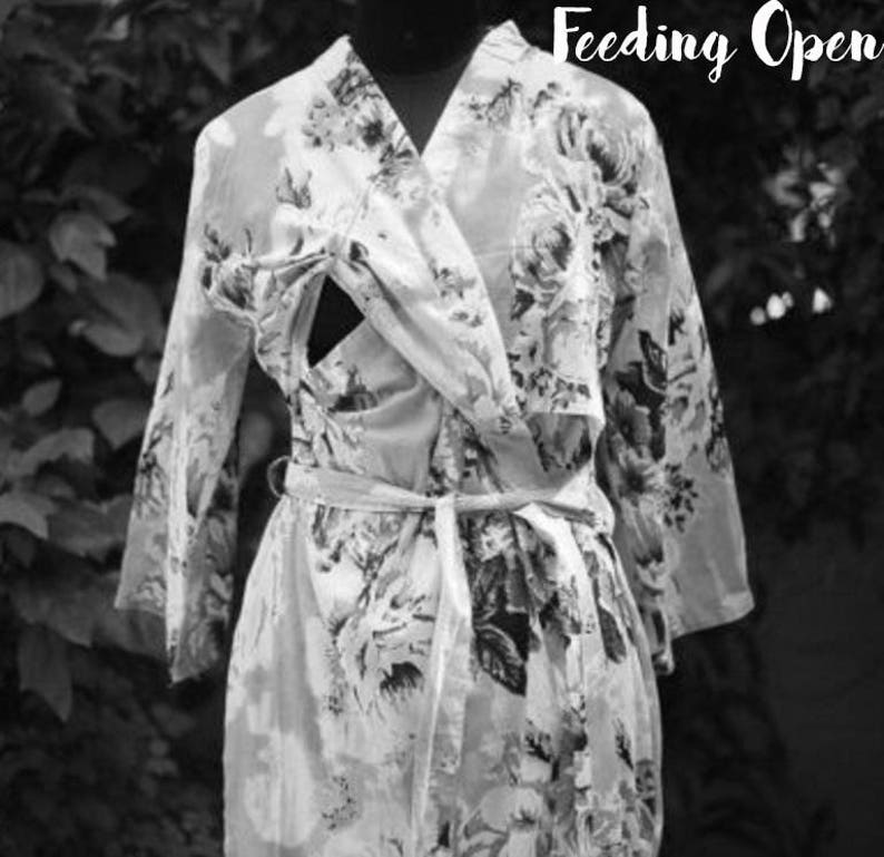 baby shower choice of Fabric ANKLE length labor and delivery Maternity robe in floral print