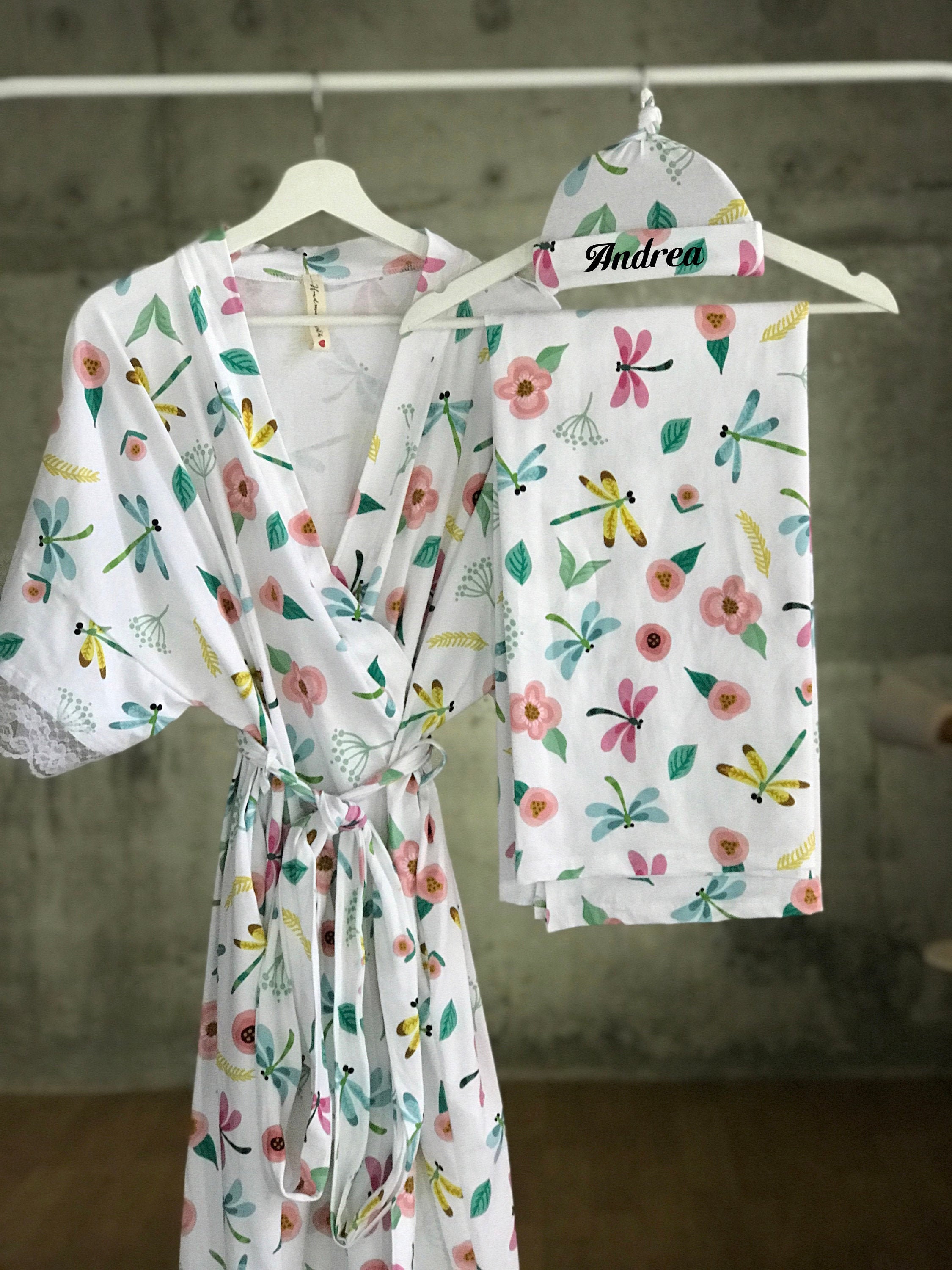 Mommy and me robe and swaddle set. Christmas. Maternity robe Etsy