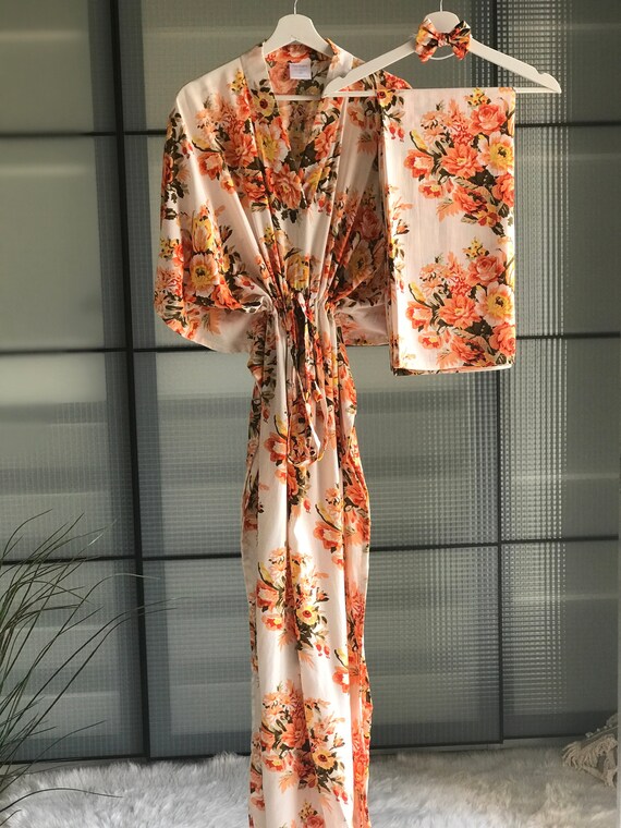 Hospital gown for labor and . Kaftan. Swaddle set. Girl baby. Mommy and me outfits hospital. Plus size maternity dress. Tangerine.