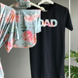 Floral Maternity Robe Set: Blanket, Personalized hat & Dad Shirt image 4