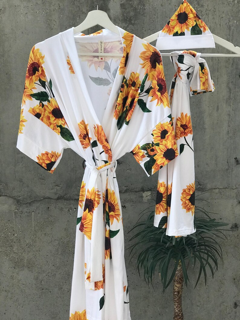 Maternity Robe and Swaddle Set Girl. Sunflower. Mommy and Me Etsy