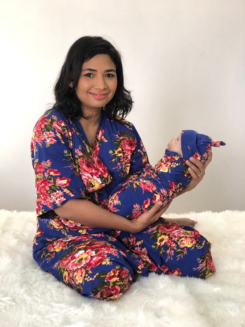 Labor and delivery gown. Maternity robe and swaddle set Boy or Etsy