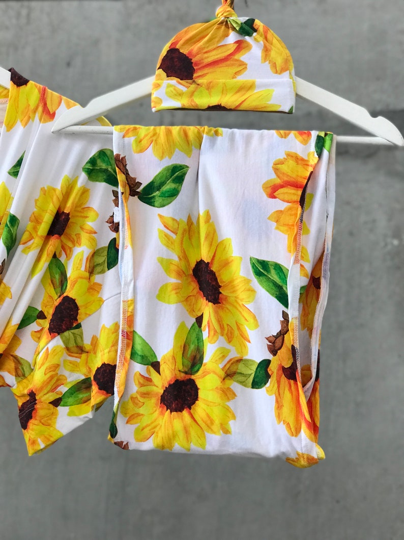 Mommy and Me Robe and Swaddle Set. Fall. Autumn. Sun Flower. Etsy