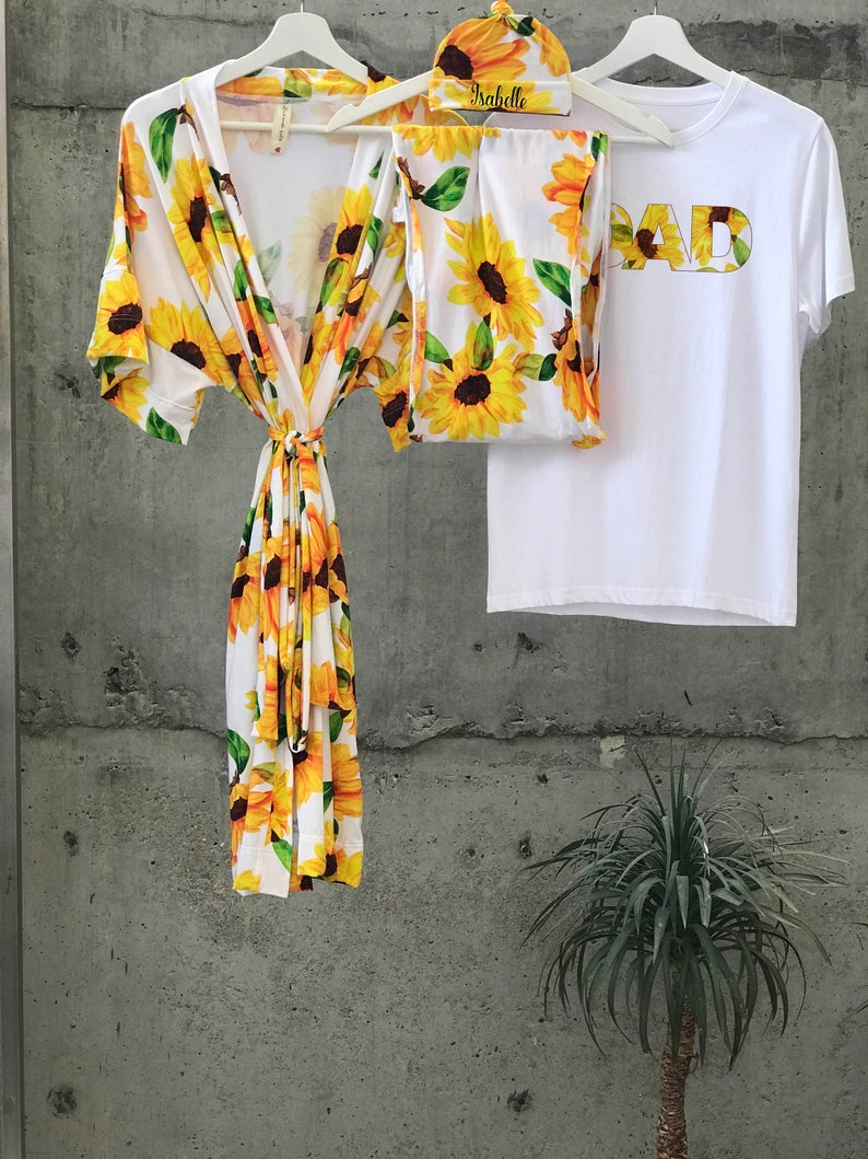 Mommy and Me Robe and Swaddle Set. Fall. Autumn. Sun Flower. Etsy