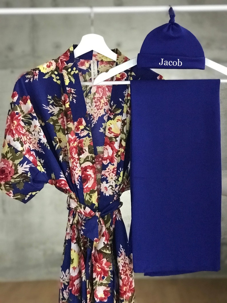 Maternity Robe and Swaddle Set Boy. Mommy and Me Robe and Etsy