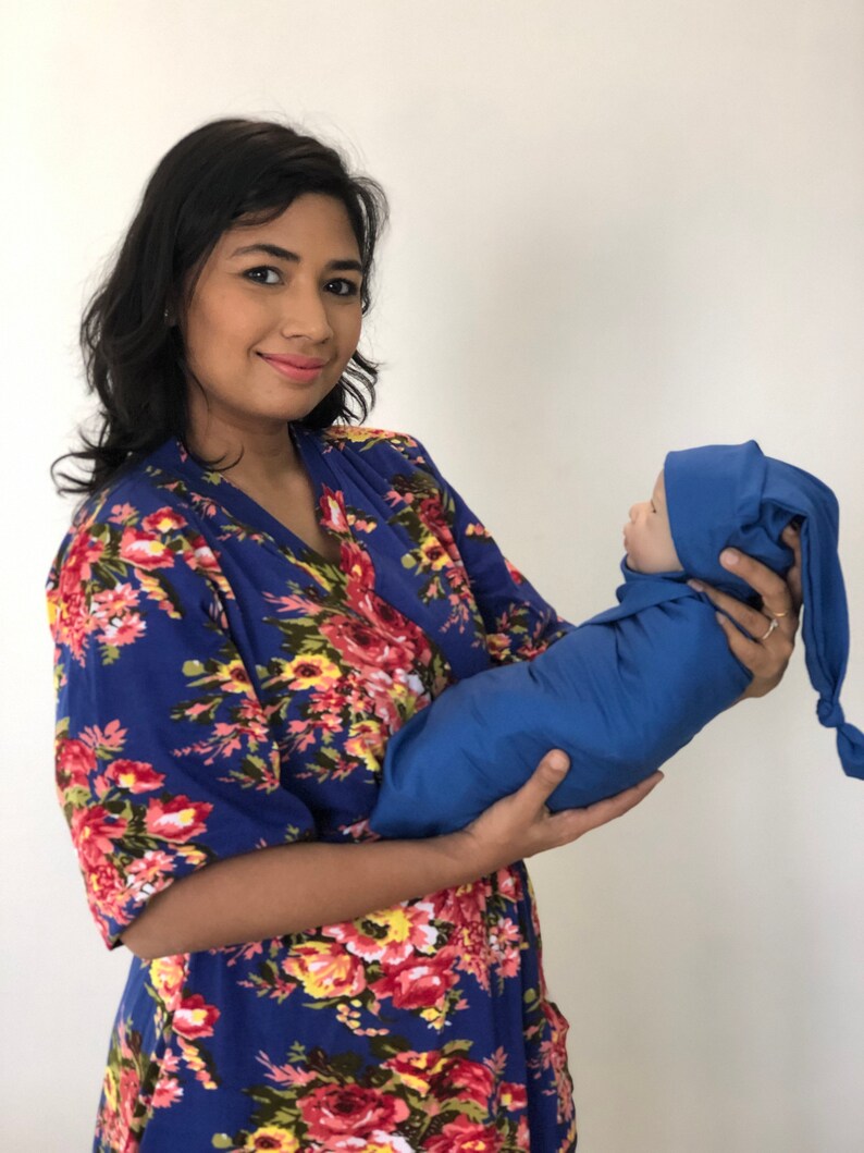 Labor and delivery gown. Maternity robe and swaddle set Boy or Etsy