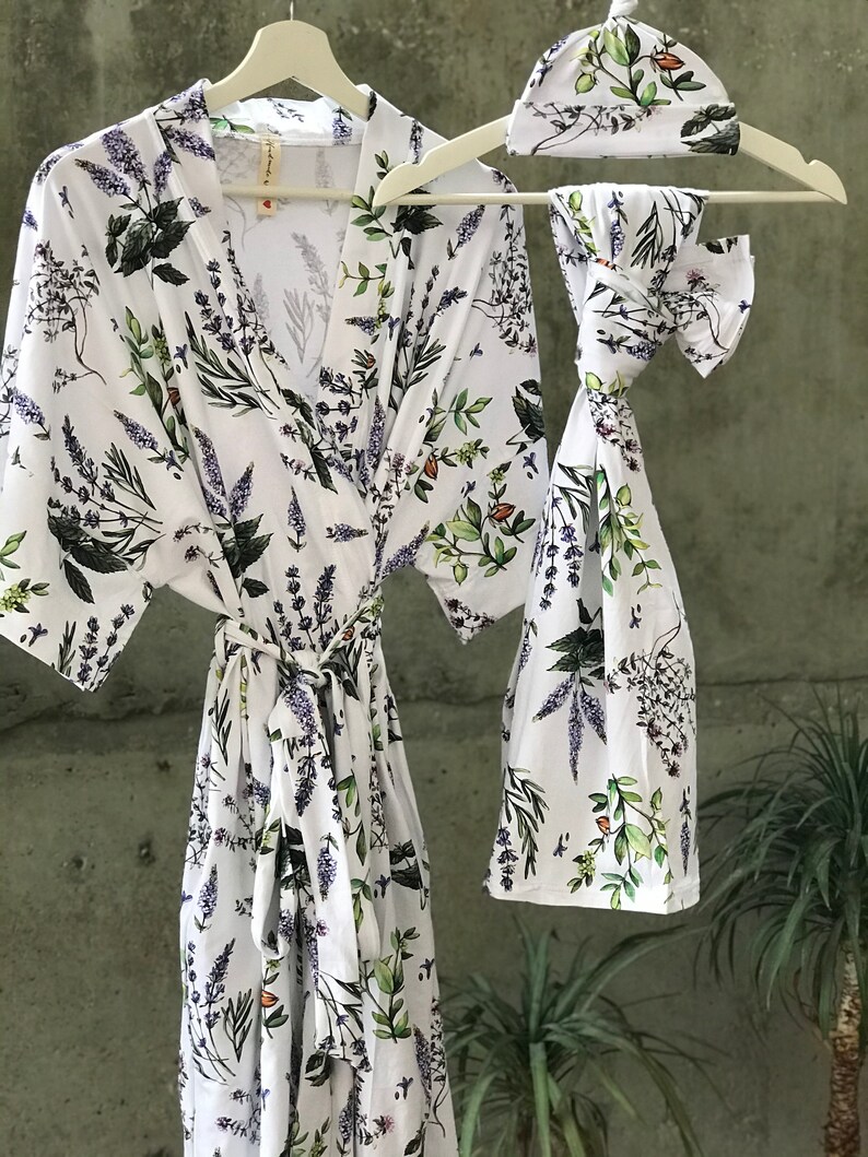 Matching Robe and Swaddle Set Girl. Mom Robe and Baby Swaddle Etsy