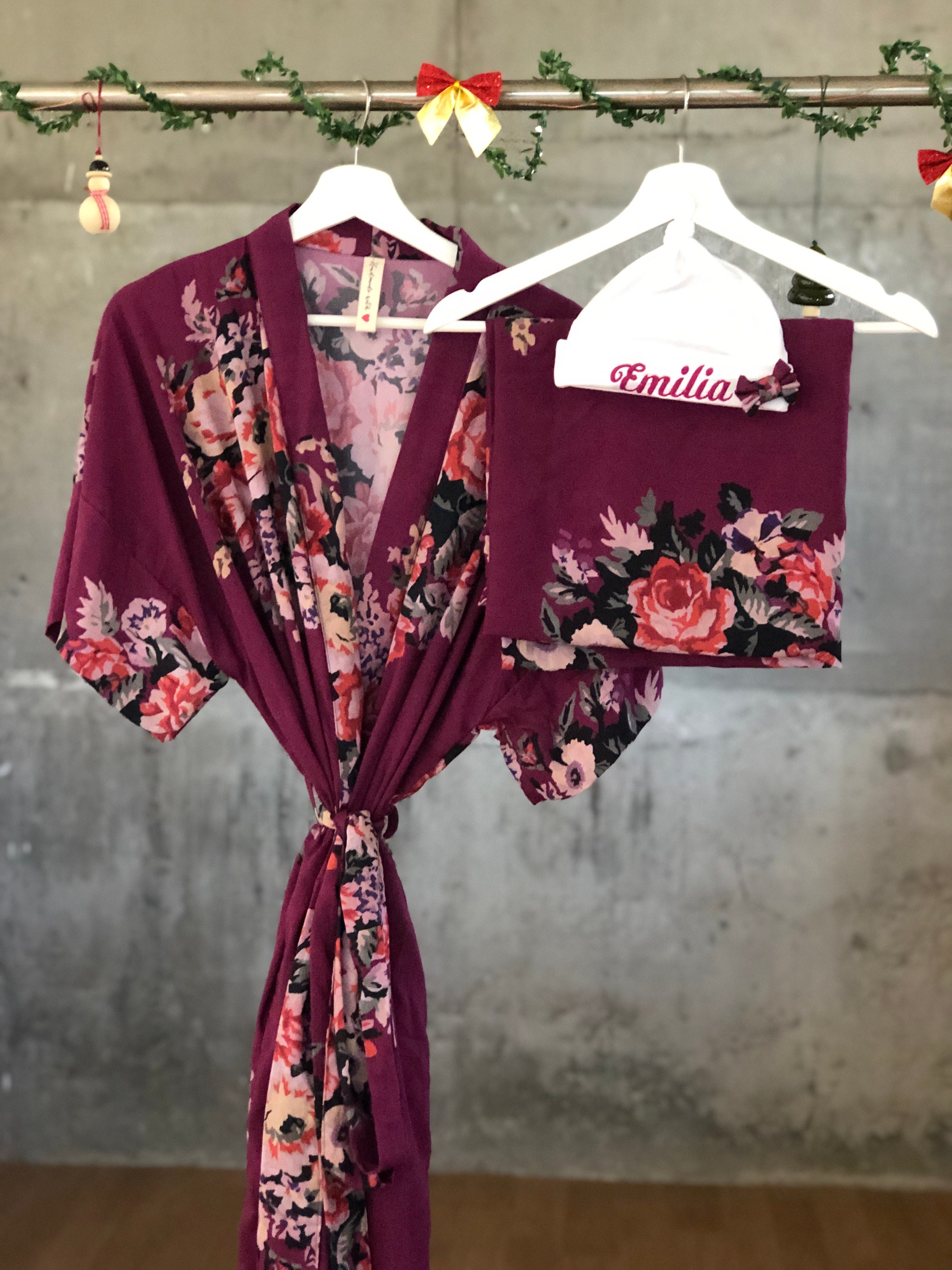 Maternity robe and swaddle set girl. Maternity robe for Etsy