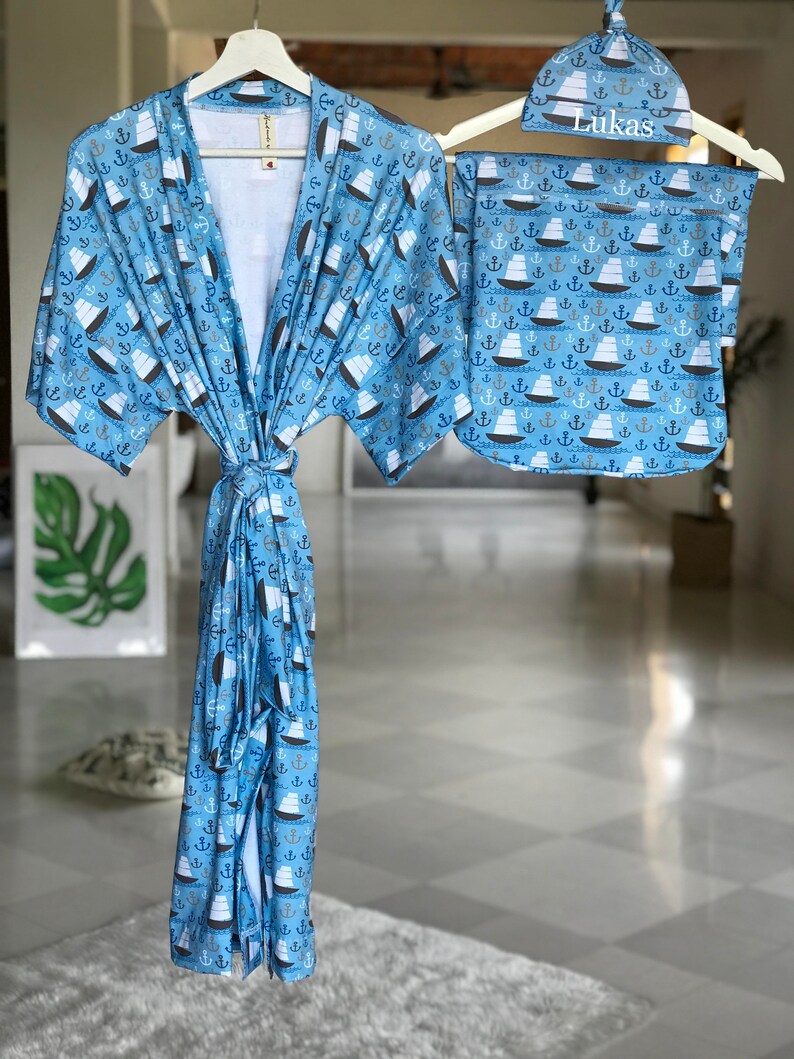 Maternity Robe and Swaddle Set Boy. Mommy and Me Robe and Etsy