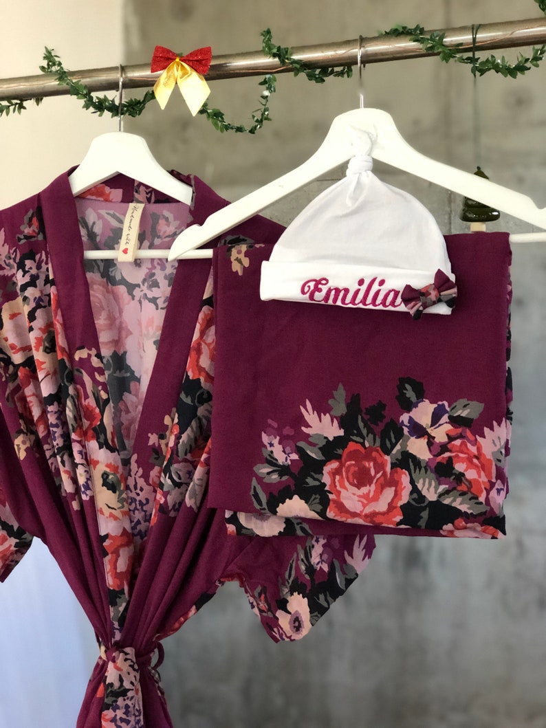 Maternity Robe and Swaddle Set Girl. Maternity Robe for Etsy