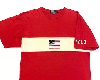 1990s Polo Ralph Lauren Flag Stripe T-Shirt