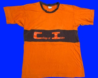 1970s College Of Idaho Blue Bar T-Shirt
