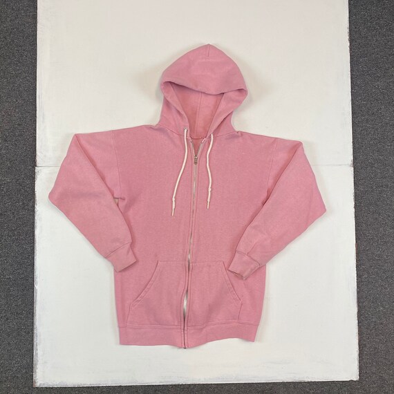 1970s Pink Hooded Zip Up Sweatshirt