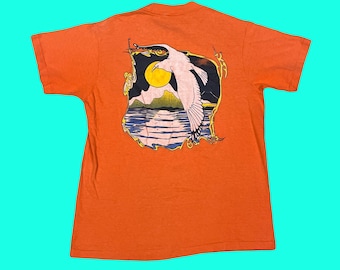 Vintage 1970s Art Nouveau Seagull Pocket T-shirt
