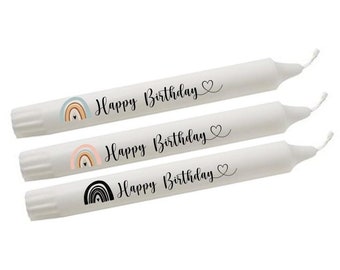 Stabkerze mit Text REGENBOGEN GEBURTSTAG | Geschenk