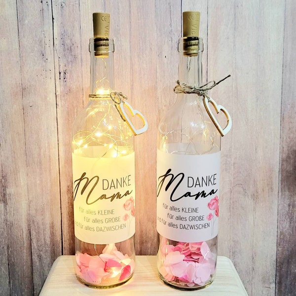 Flaschenlicht | Dekolicht für MAMA Muttertag mit Konfetti